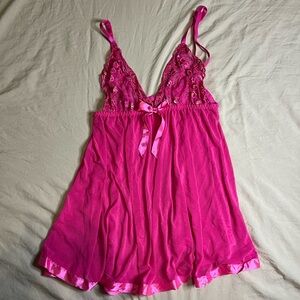 Vintage Pink Lace Lingerie Top Size Medium